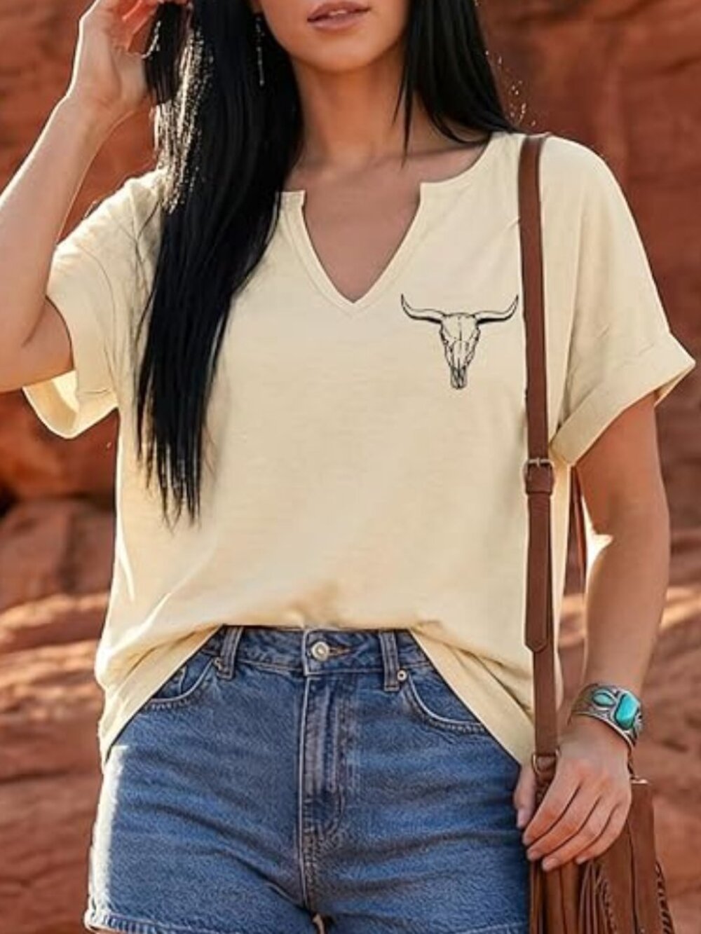 Cowboy Shirts for Women V Neck Vintage Rodeo T Shirt Western Tee Tops - NWOT - M